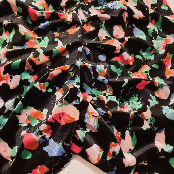 Open Edit Brushstroke Skirt Women's Medium  Black Ruched Mini Bodycon Stretch - Picture 4 of 6